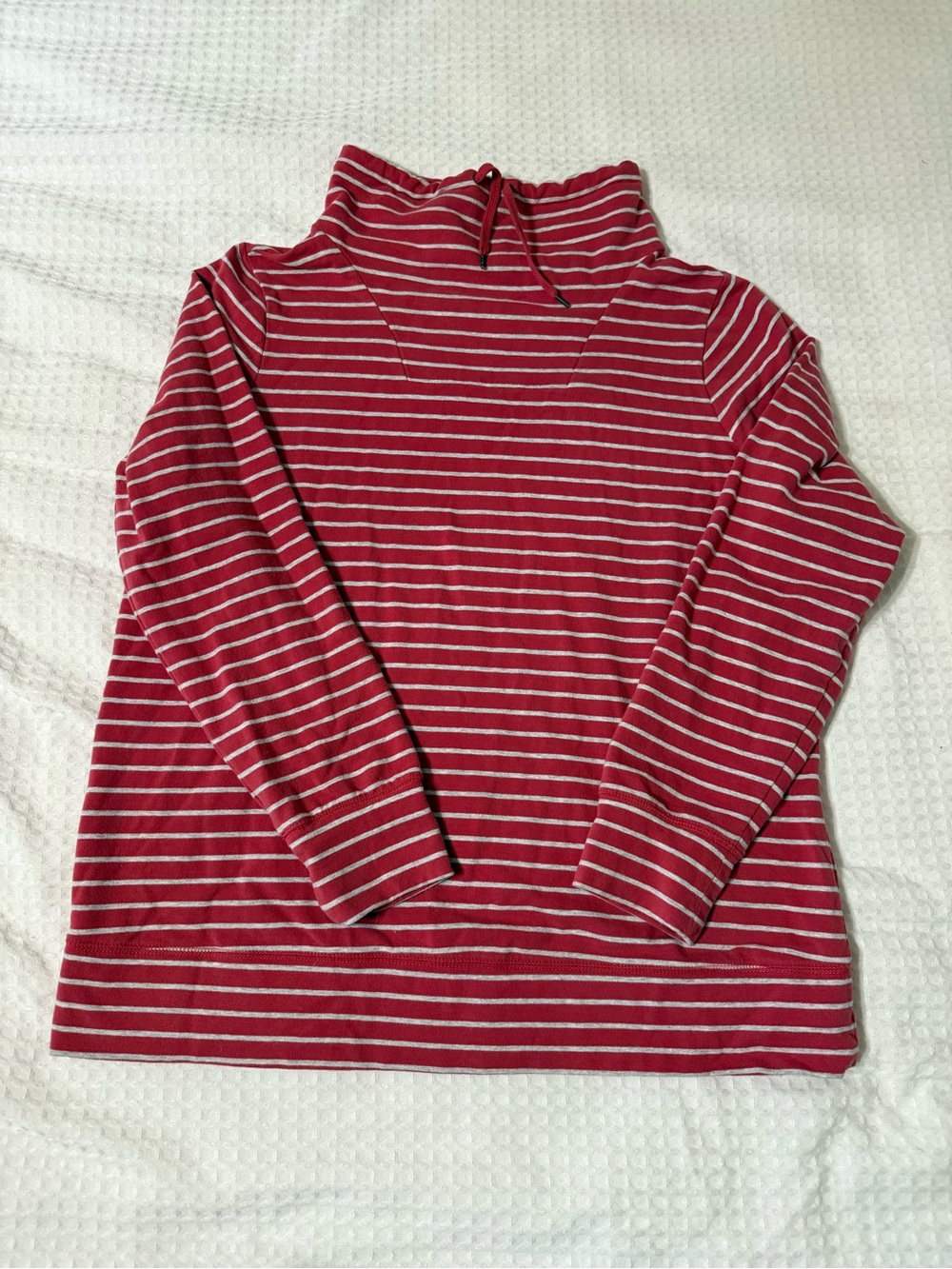 L.L. Bean Women’s Ultrasoft Sweats Funnelneck Pullover Pink and Gray Stripe